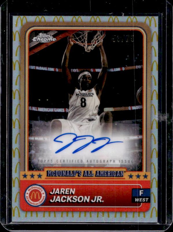 Jaren Jackson Jr. 2024 Topps Chrome McDonald's All-American #94 Base Autographs - McDonald's Logo Refractor /75 RAW