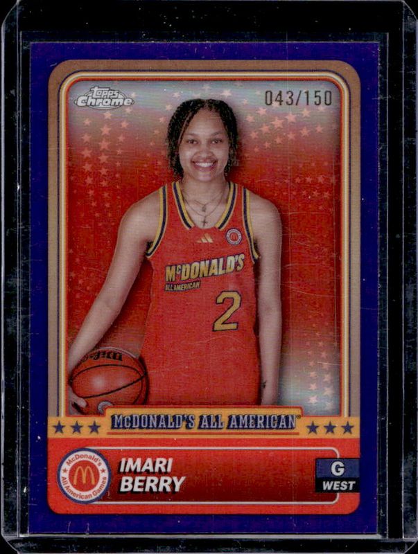 Imari Berry 2024 Topps Chrome McDonald's All-American #63 Purple Refractor /150 RAW