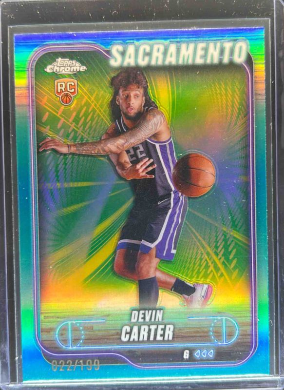 Devin Carter 2024 Topps Chrome #134 Aqua Refractor /199 Rookie RAW