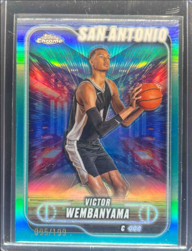 Victor Wembanyama 2024 Topps Chrome #193 Aqua Refractor /199 RAW