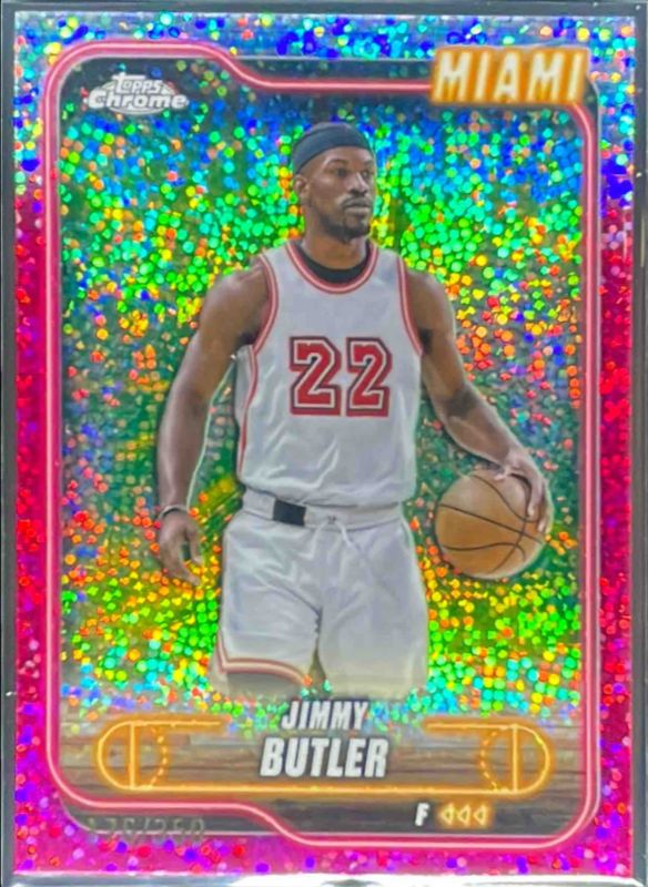 Jimmy Butler 2024 Topps Chrome #16 Magenta Speckle Refractor /350 RAW