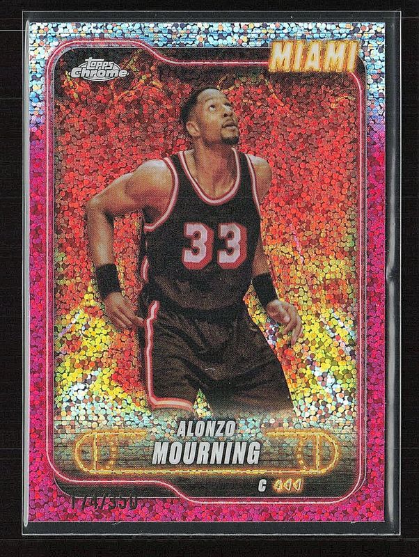Alonzo Mourning 2024 Topps Chrome #9 Magenta Speckle Refractor /350 RAW