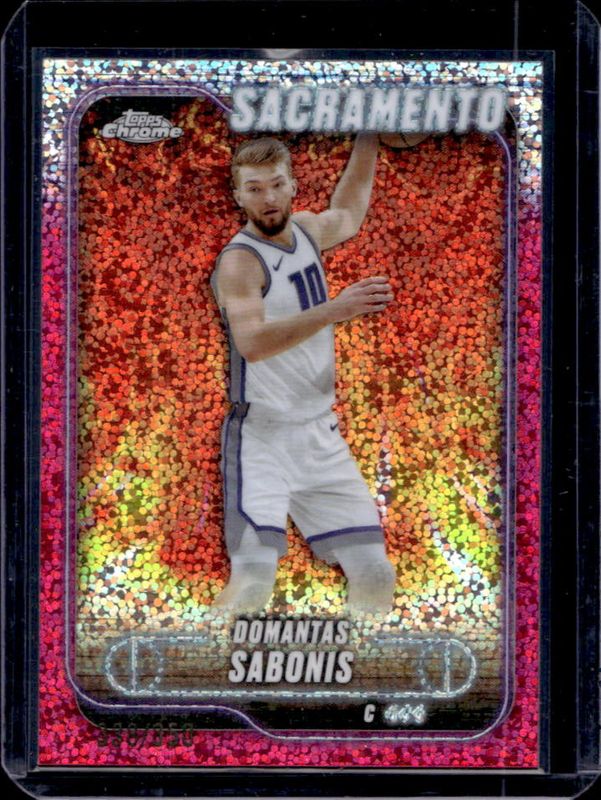 Domantas Sabonis 2024 Topps Chrome #153 Magenta Speckle Refractor /350 RAW