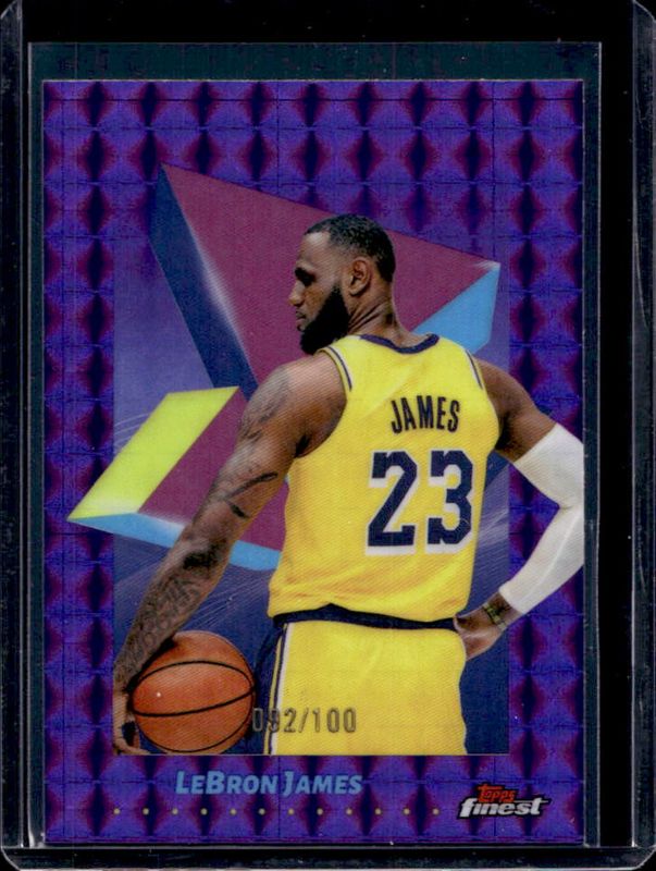 LeBron James 2024 Topps Finest #45 Base Common - Purple Geometric Refractor /100 RAW