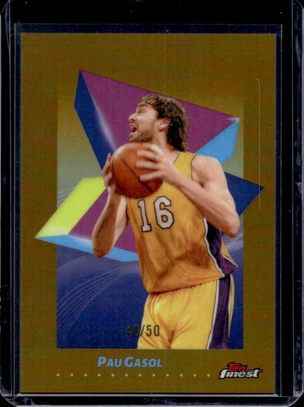 Pau Gasol 2024 Topps Finest #41 Base Common - Gold Refractor /50 RAW
