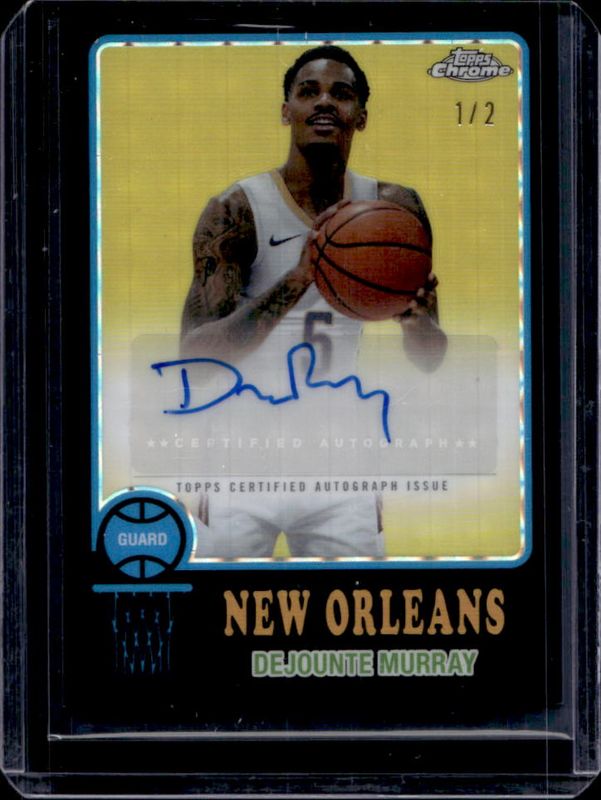 Dejounte Murray 2024 Topps Chrome #73TA-DM 1973 Autographs - Black Geometric Refractor /2 RAW
