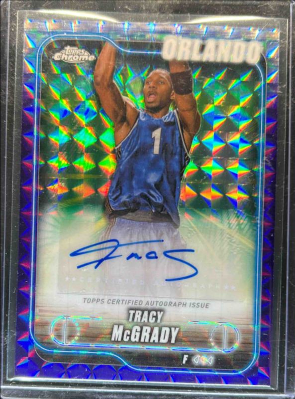 Tracy McGrady 2024 Topps Chrome #TCA-TMC Chrome Autographs - Purple Geometric Refractor RAW