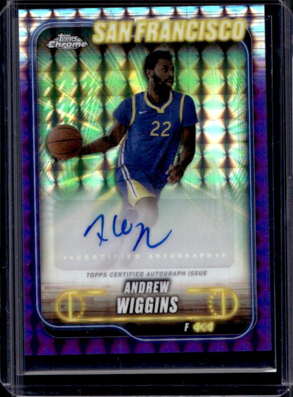 Andrew Wiggins 2024 Topps Chrome #TCA-AW Chrome Autographs - Purple Geometric Refractor RAW