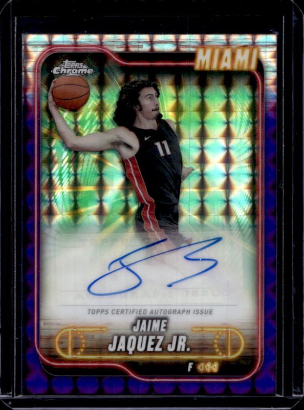 Jaime Jaquez Jr. 2024 Topps Chrome #TCA-JJ Chrome Autographs - Purple Geometric Refractor RAW