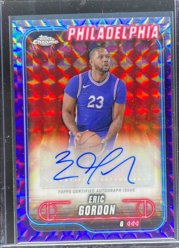 Eric Gordon 2024 Topps Chrome #TCA-EG Chrome Autographs - Purple Geometric Refractor RAW