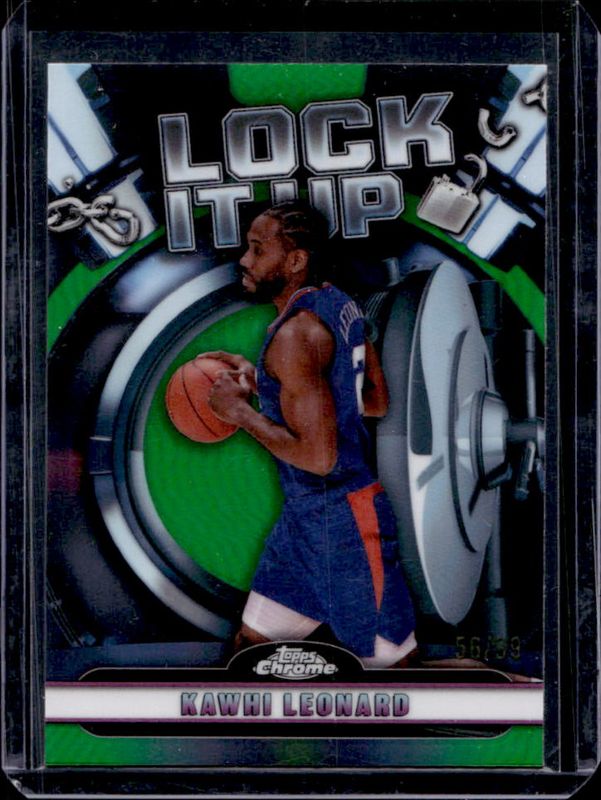 Kawhi Leonard 2024 Topps Chrome #LIU-3 Lock It Up - Green Refractor /99 RAW