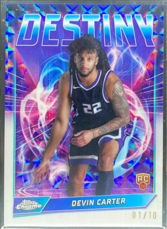 Devin Carter 2024 Topps Chrome #D-10 Destiny - White Geometric Refractor /10 Rookie RAW