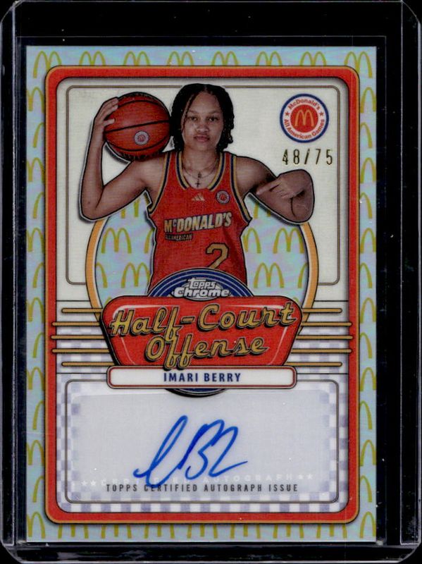 Imari Berry 2024 Topps Chrome McDonald's All-American #IML-IMA Half-Court Signatures - McDonald's Logo Refractor /75 RAW