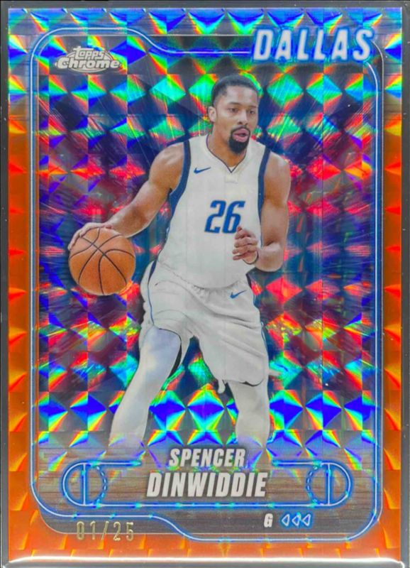 Spencer Dinwiddie 2024 Topps Chrome #175 Orange Geometric Refractor /25 RAW
