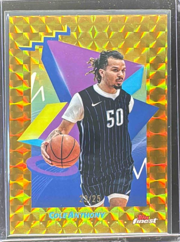 Cole Anthony 2024 Topps Finest #170 Base Uncommon - Gold Geometric Refractor /25 RAW