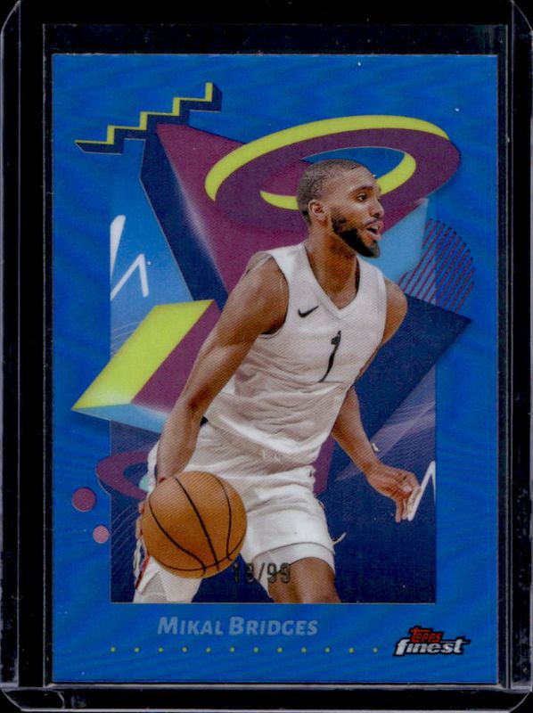 Mikal Bridges 2024 Topps Finest #265 Base Rare - Blue Refractor /99 RAW