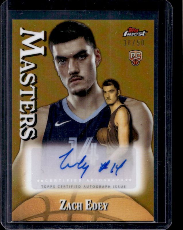 Zach Edey 2024 Topps Finest #MA-ZE Masters Autographs - Gold Refractor /50 Rookie RAW