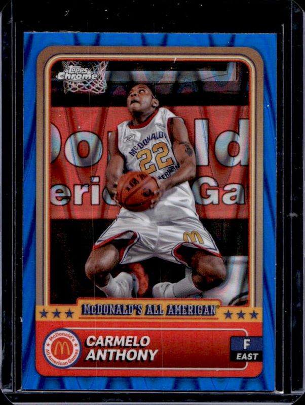 Carmelo Anthony 2024 Topps Chrome McDonald's All-American #43 Blue RayWave Refractor RAW
