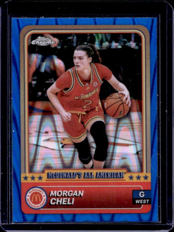 Morgan Cheli 2024 Topps Chrome McDonald's All-American #16 Blue RayWave Refractor RAW