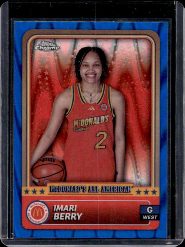 Imari Berry 2024 Topps Chrome McDonald's All-American #63 Blue RayWave Refractor RAW