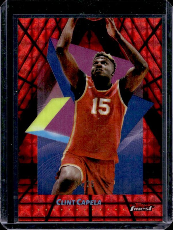 Clint Capela 2024 Topps Finest #1 Base Common - Red Black Geometric Refractor /25 RAW