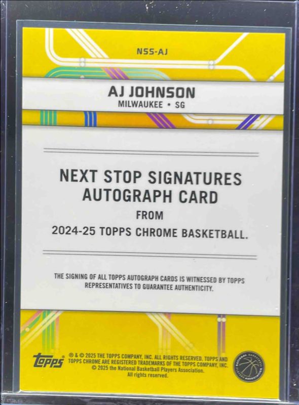 AJ Johnson 2024 Topps Chrome #NSS-AJ Next Stop Signatures - Purple Geometric Refractor Rookie RAW