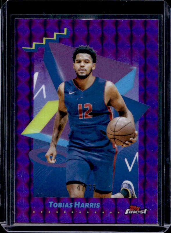 Tobias Harris 2024 Topps Finest #124 Base Uncommon - Purple Geometric Refractor /75 RAW