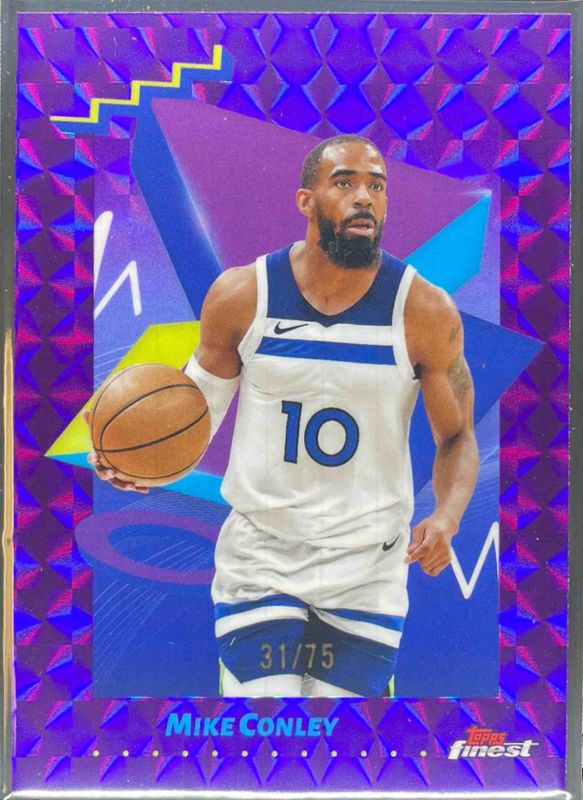 Mike Conley 2024 Topps Finest #154 Base Uncommon - Purple Geometric Refractor /75 RAW