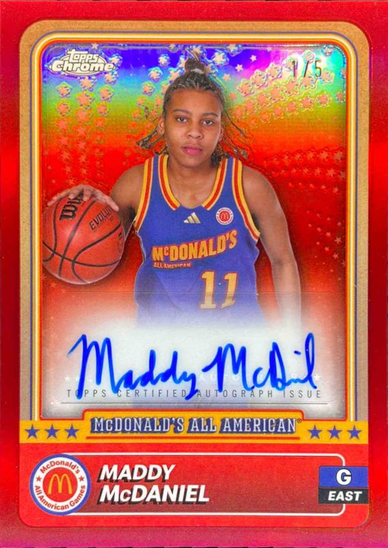 Maddy McDaniel 2024 Topps Chrome McDonald's All-American #57 Base Autographs - Red Refractor /5 RAW
