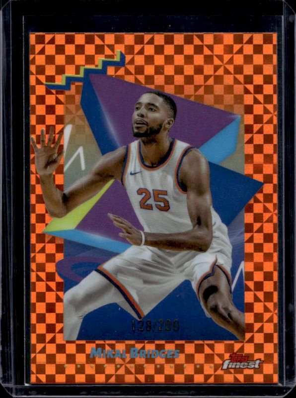 Mikal Bridges 2024 Topps Finest #162 Base Uncommon - Orange X-Fractor /200 RAW