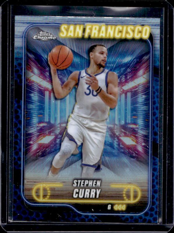 Stephen Curry 2024 Topps Chrome #187 Blue Basketball Refractor RAW