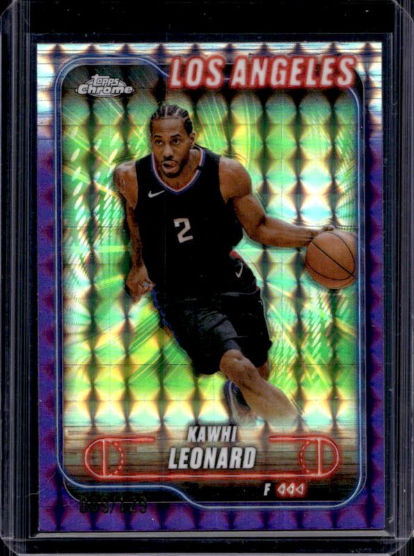 Kawhi Leonard 2024 Topps Chrome #120 Purple Geometric Refractor /129 RAW