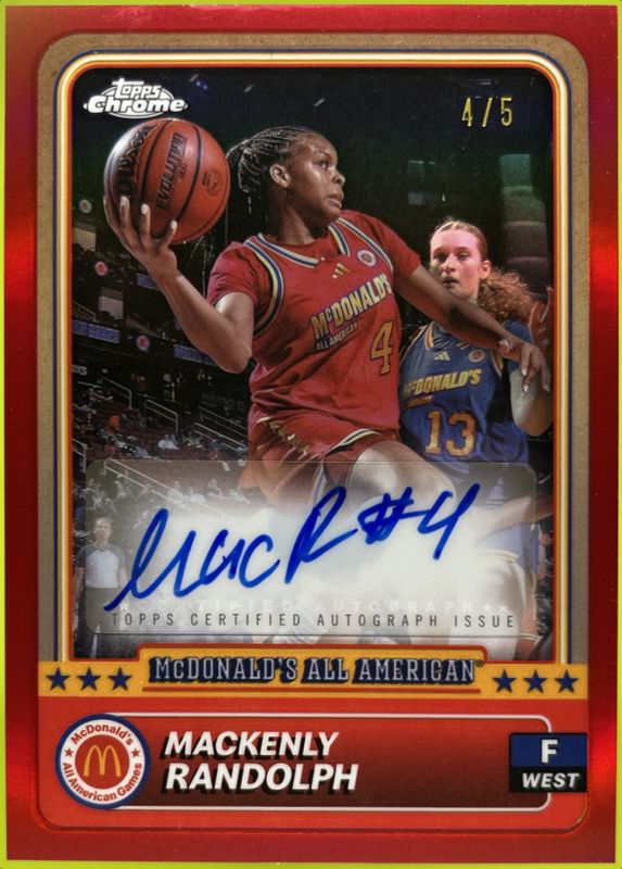 Mackenly Randolph 2024 Topps Chrome McDonald's All-American #21 Base Autographs - Red Refractor /5 RAW