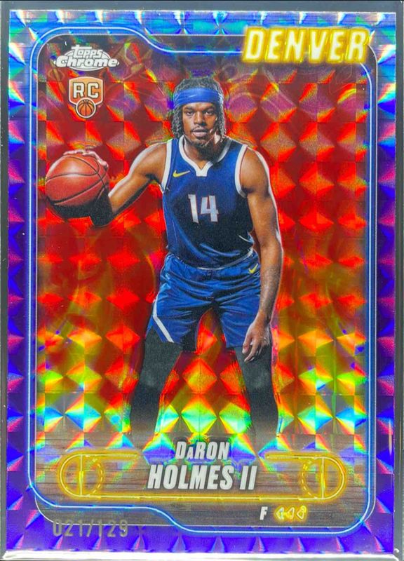 DaRon Holmes II 2024 Topps Chrome #195 Purple Geometric Refractor /129 Rookie RAW