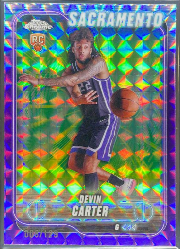 Devin Carter 2024 Topps Chrome #134 Purple Geometric Refractor /129 Rookie RAW