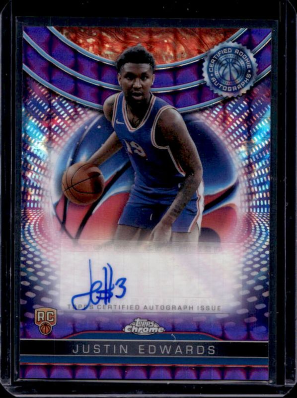 Justin Edwards 2024 Topps Chrome #TCRA-JE Certified Autographs Issue Rookies - Purple Geometric Refractor RAW