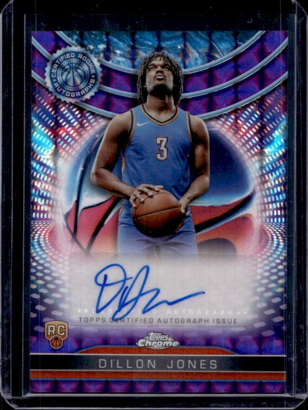 Dillon Jones 2024 Topps Chrome #TCRA-DJ Certified Autographs Issue Rookies - Purple Geometric Refractor RAW