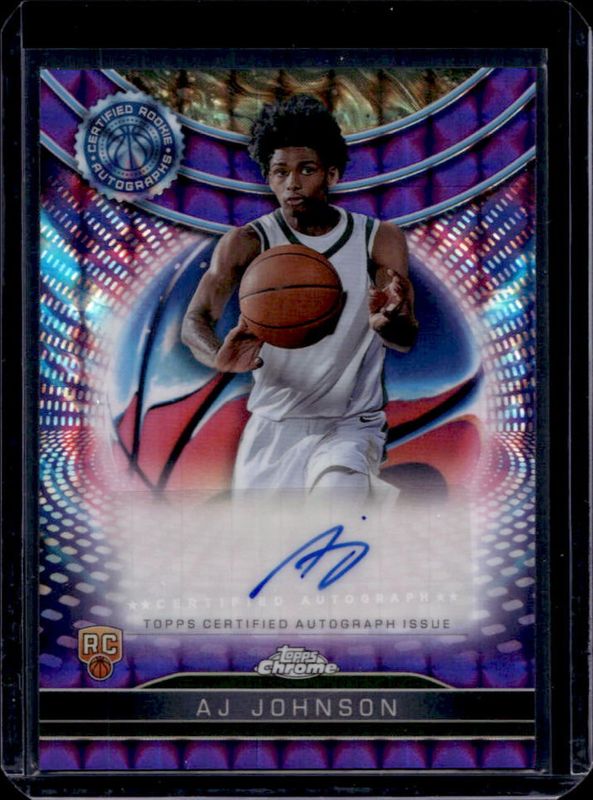 AJ Johnson 2024 Topps Chrome #TCRA-AJ Certified Autographs Issue Rookies - Purple Geometric Refractor RAW