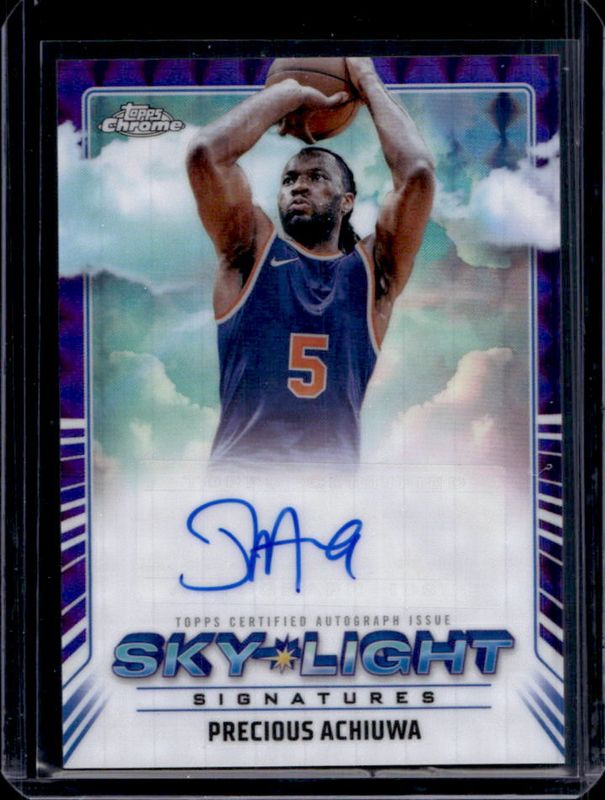 Precious Achiuwa 2024 Topps Chrome #SLS-PAC Sky Light Signatures - Purple Geometric Refractor RAW