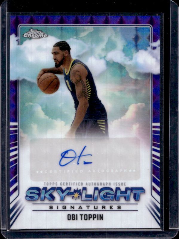 Obi Toppin 2024 Topps Chrome #SLS-OT Sky Light Signatures - Purple Geometric Refractor RAW