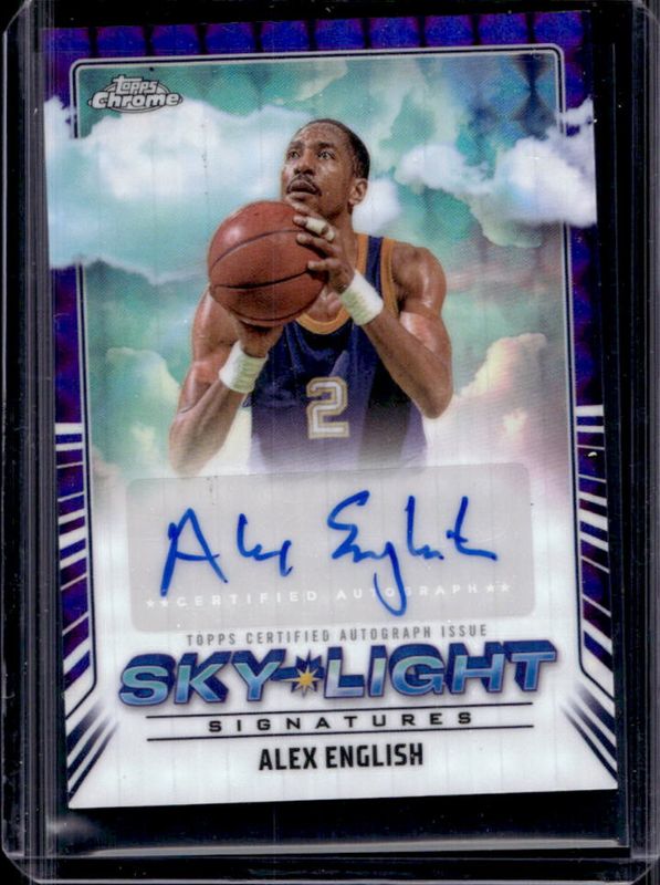 Alex English 2024 Topps Chrome #SLS-AE Sky Light Signatures - Purple Geometric Refractor RAW