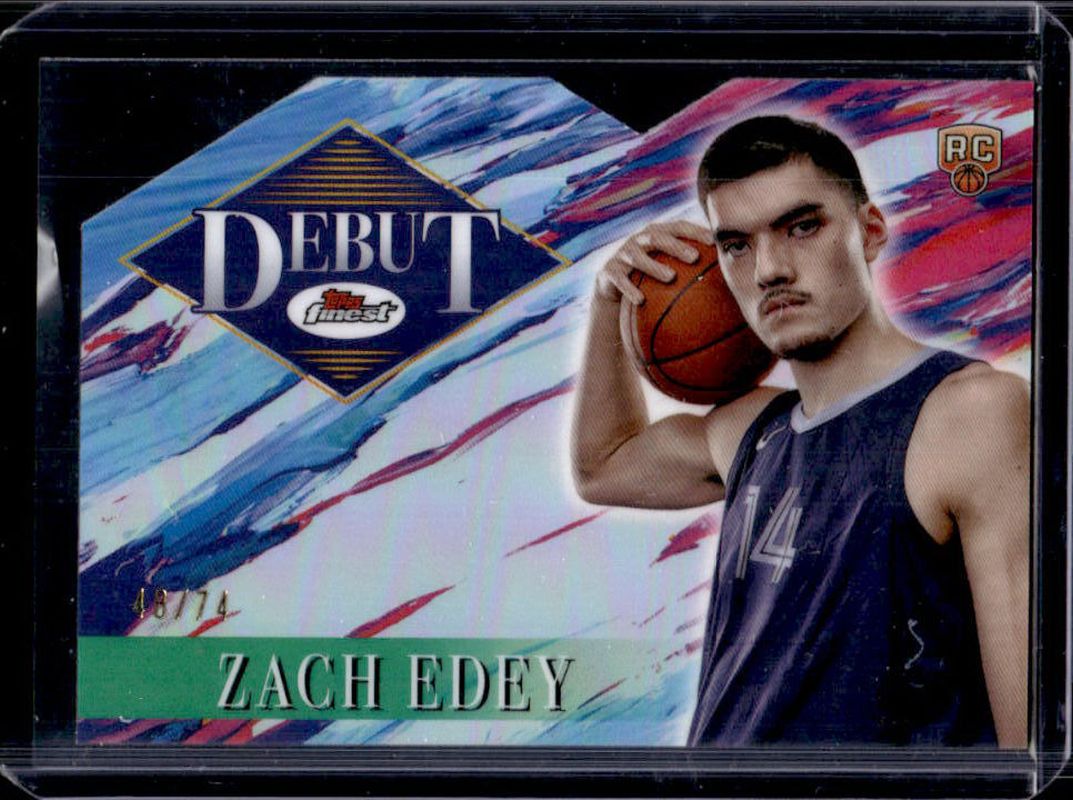 Zach Edey 2024 Topps Finest #D-10 Debut - Die-Cut Refractor /74 Rookie RAW