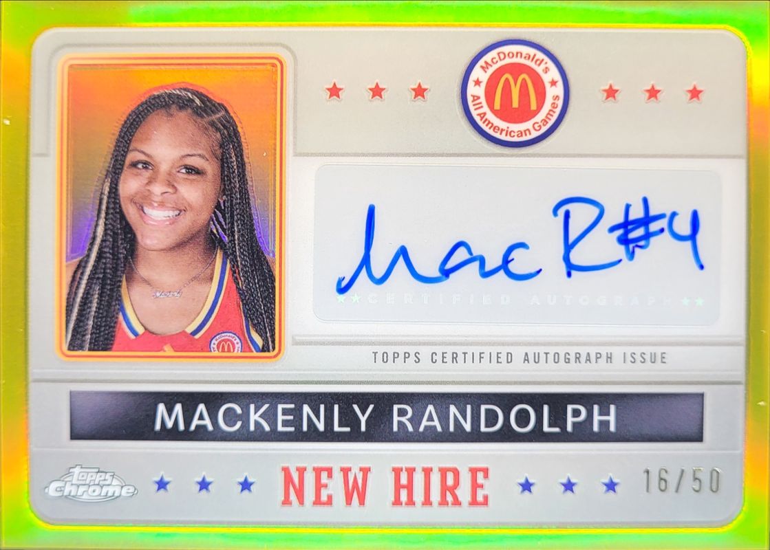 Mackenly Randolph 2024 Topps Chrome McDonald's All-American #NHB-MAC New Hire Badge Autographs - Gold Refractor /50 RAW