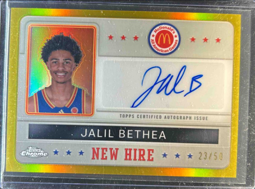 Jalil Bethea 2024 Topps Chrome McDonald's All-American #NHB-JAB New Hire Badge Autographs - Gold Refractor /50 RAW