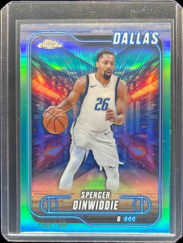 Spencer Dinwiddie 2024 Topps Chrome #175 Aqua Refractor /199 RAW