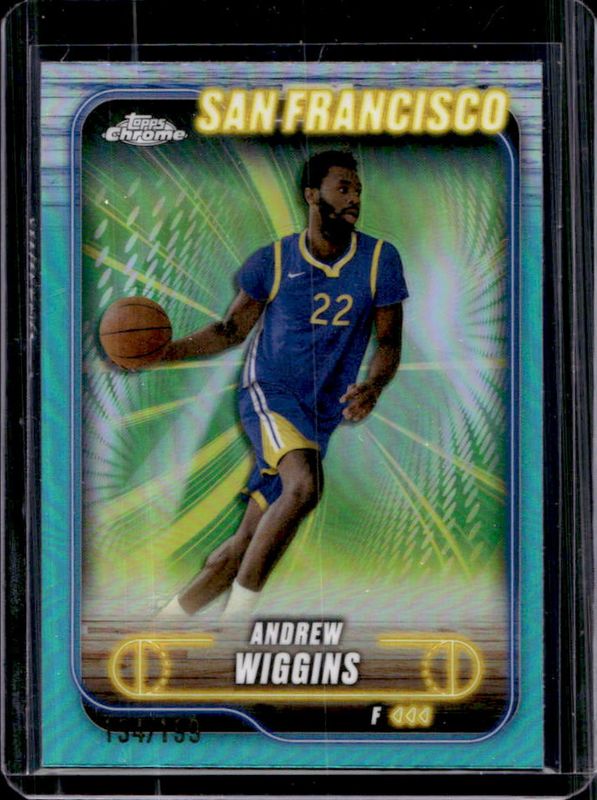 Andrew Wiggins 2024 Topps Chrome #155 Aqua Refractor /199 RAW