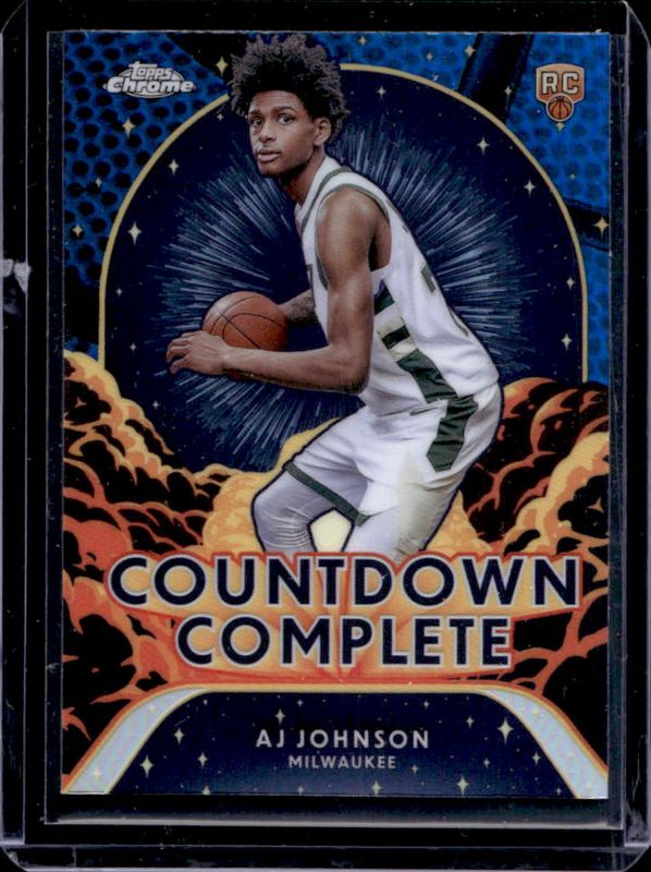 AJ Johnson 2024 Topps Chrome #CC-22 Countdown Complete - Blue Basketball Refractor Rookie RAW