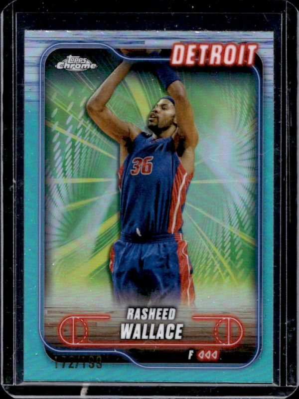 Rasheed Wallace 2024 Topps Chrome #23 Aqua Refractor /199 RAW