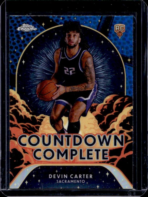 Devin Carter 2024 Topps Chrome #CC-20 Countdown Complete - Blue Basketball Refractor Rookie RAW