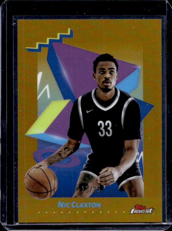 Nic Claxton 2024 Topps Finest #109 Base Uncommon - Gold Refractor /25 RAW